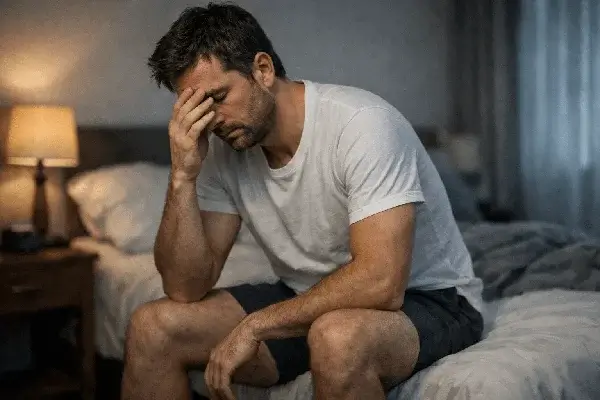 Man feeling tired and low drive